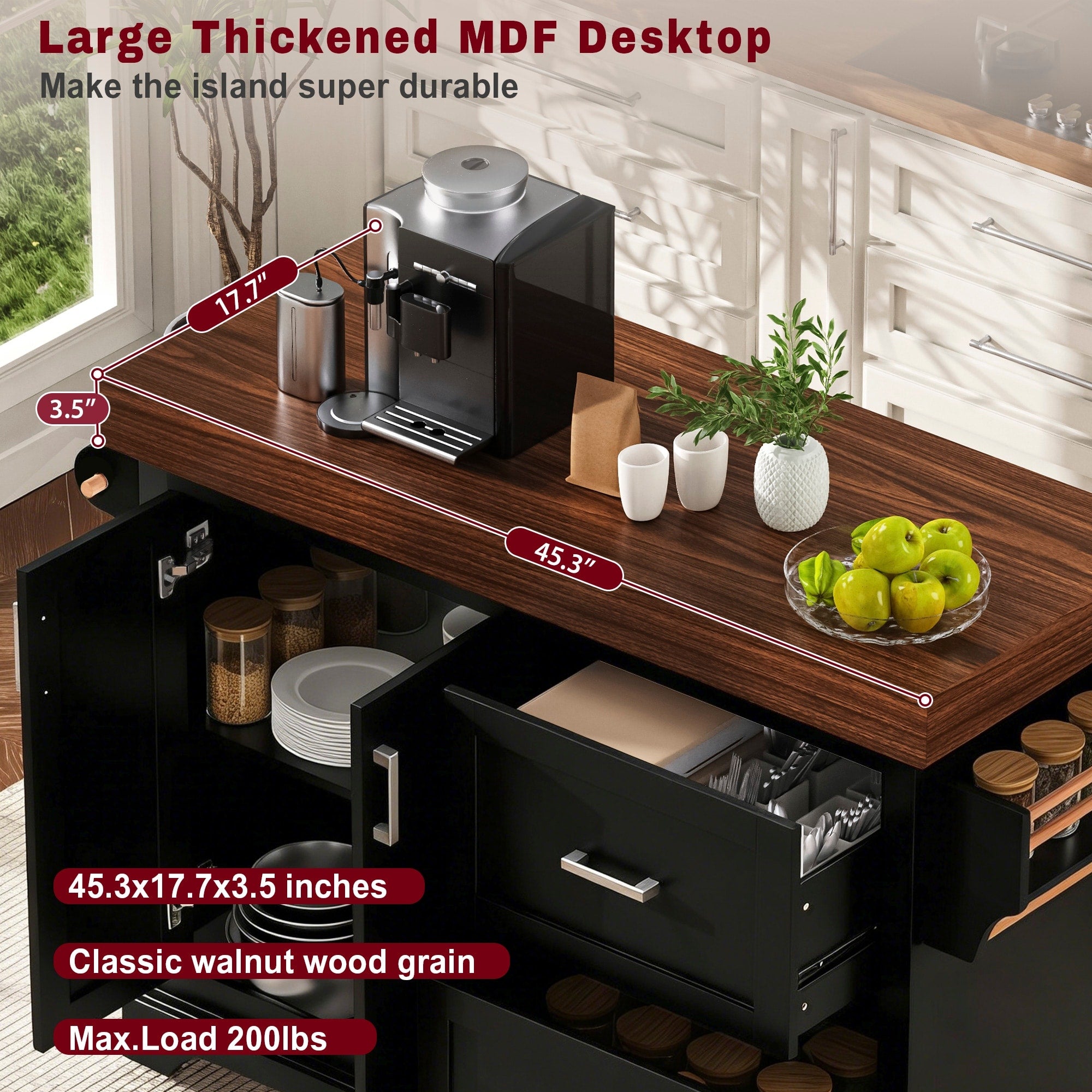 Rolling Kitchen Island With Adjustable Shelf Spice Rack Mobile Kitchen Cart Expandable Kitchen Island On Wheels