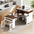 Rolling Kitchen Island With Extendable Table Drawers Power Outlet And Brake Lock Storage Cabinet