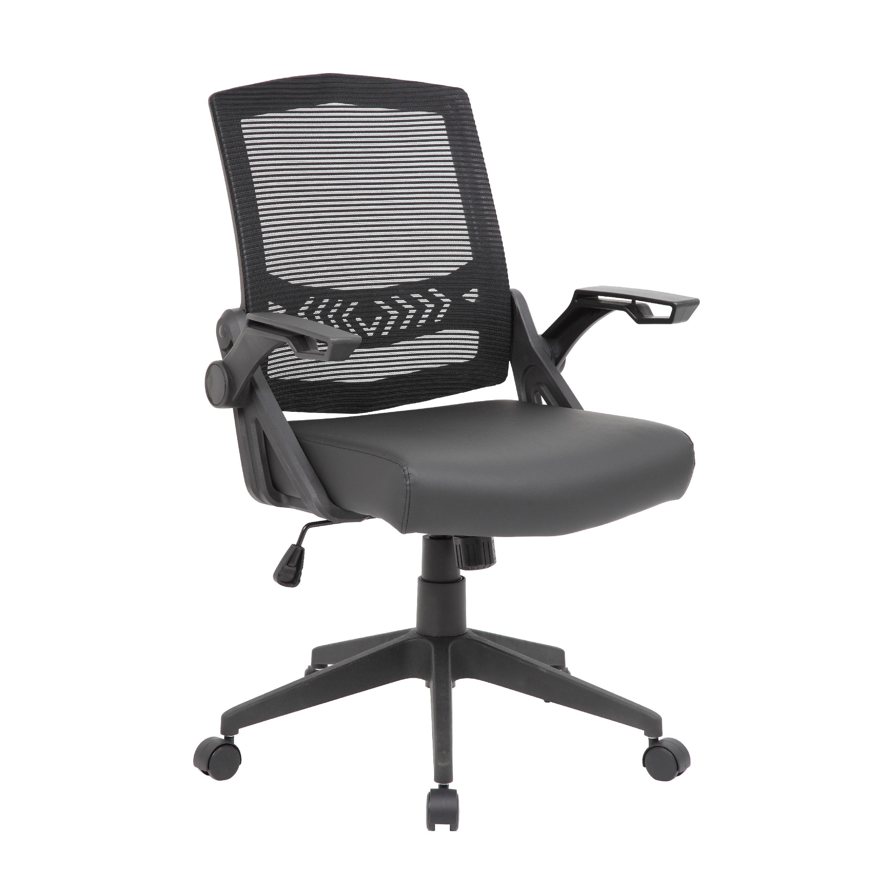 Rolling Task Chair With Flip Arms Black Mesh And Vinyl Adjustable