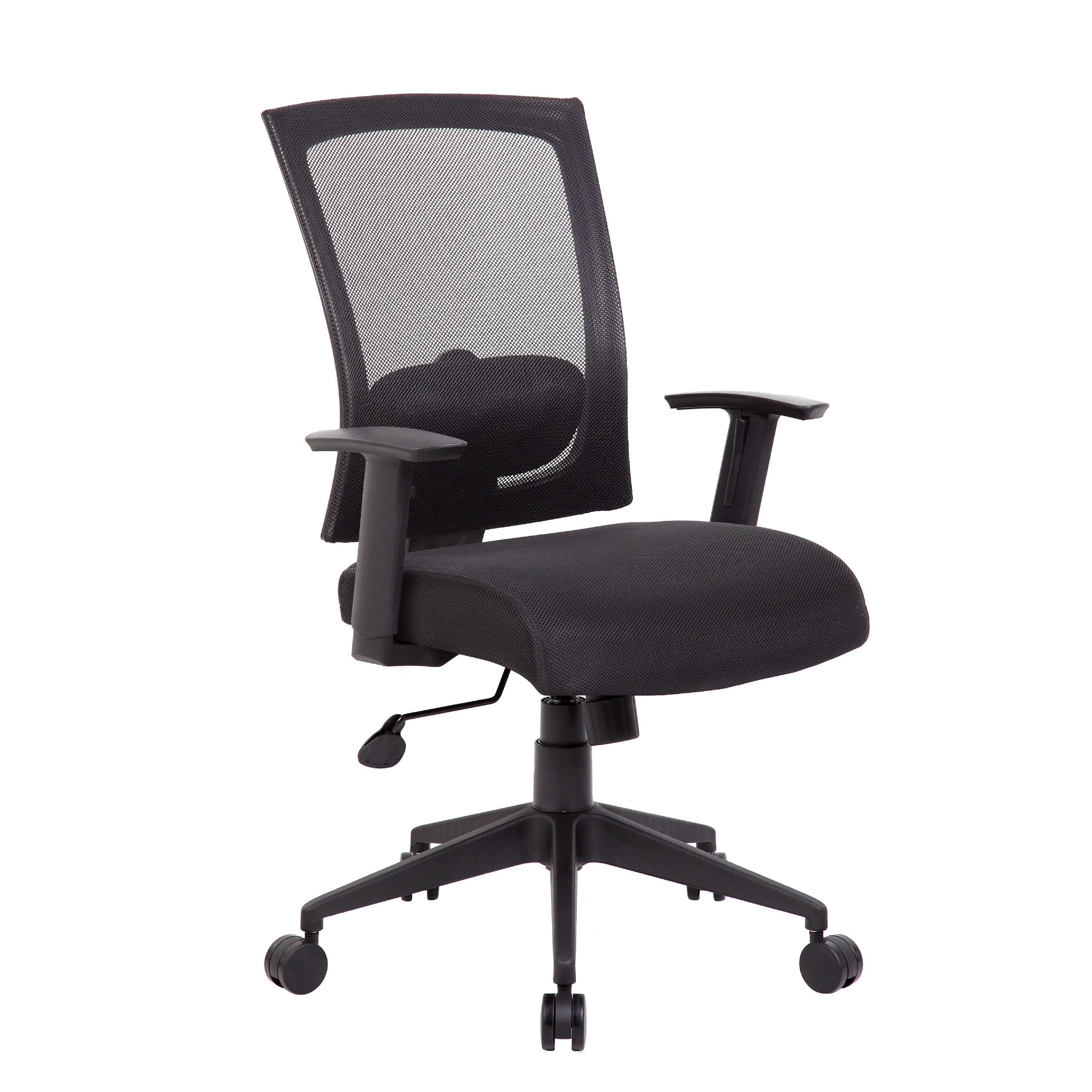 Rolling Task Chair Black Mesh Back Nylon Base Height Adjustable