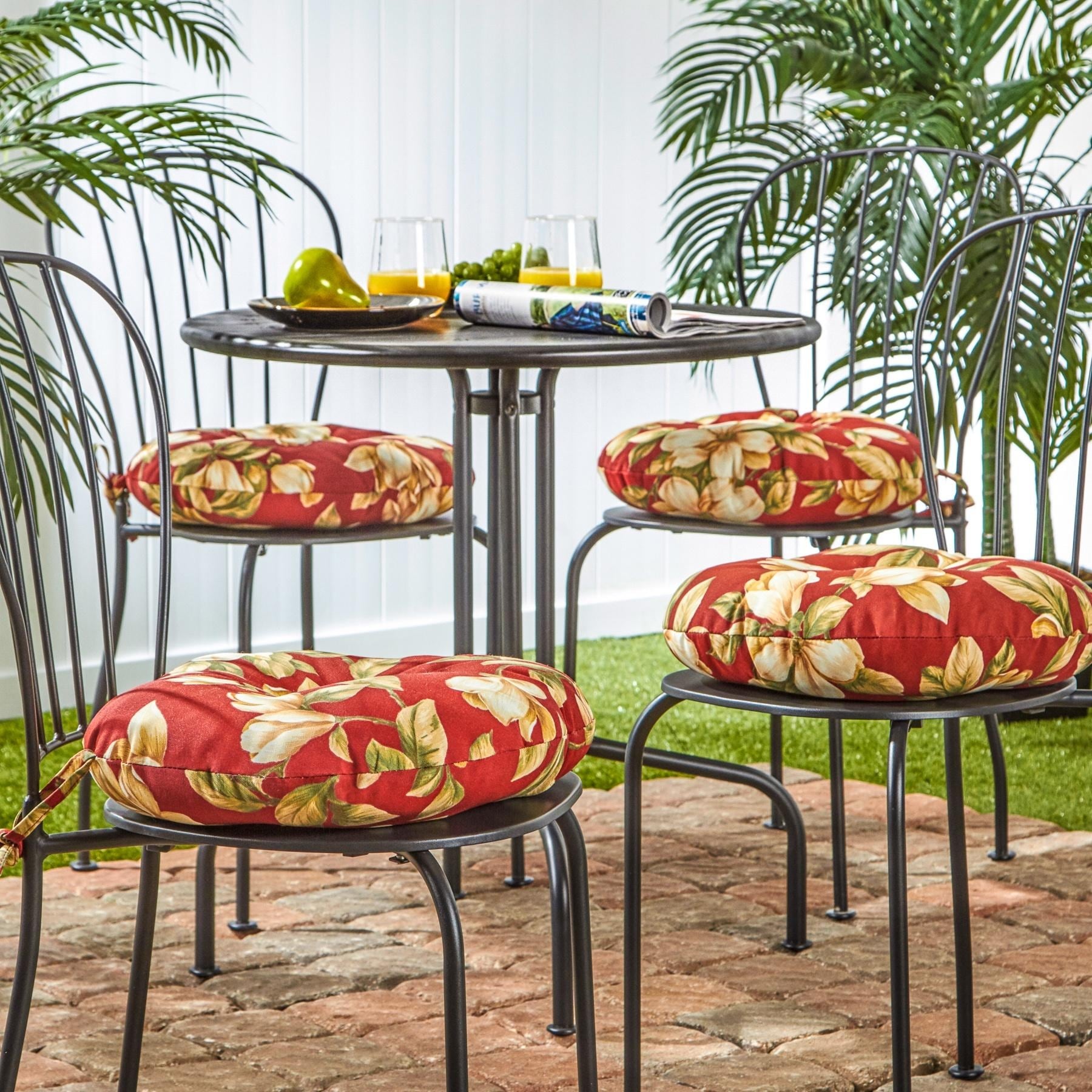 Havenside Home Dunedin 15 Inch Round Outdoor Floral Bistro Chair Cushion Set Of 4