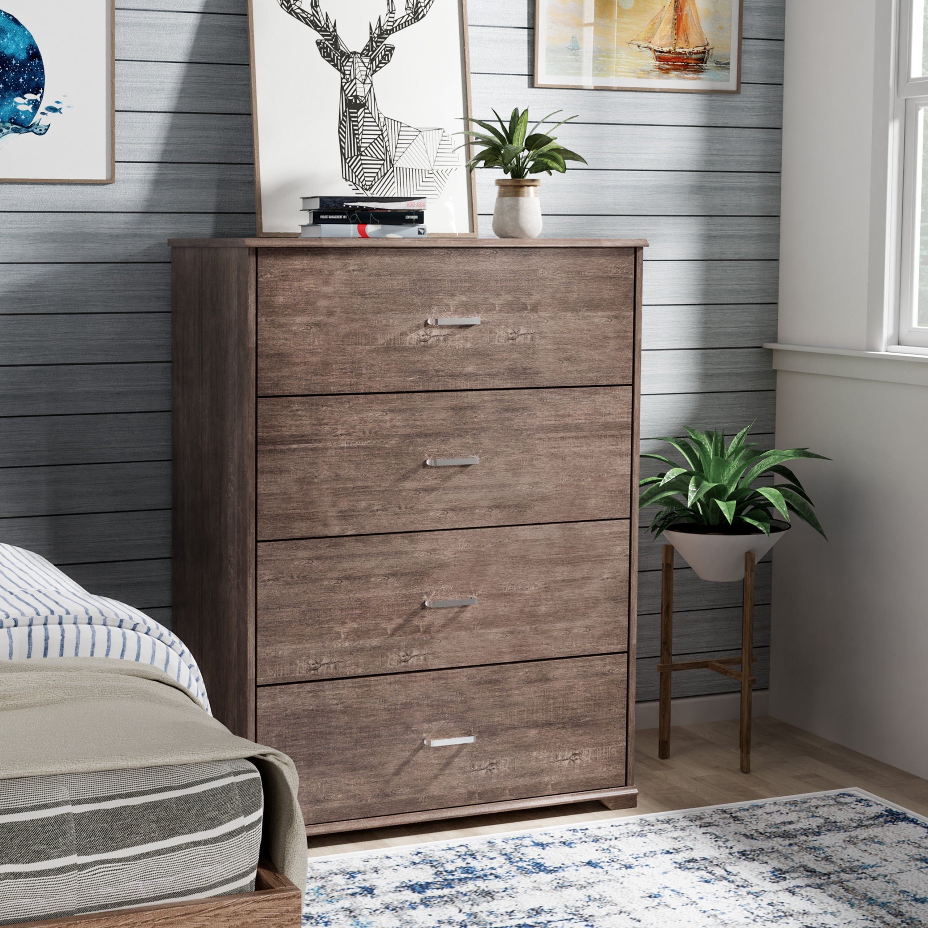 Carbon Loft Jorchid Walnut Finish 4 Drawer Vertical Chest