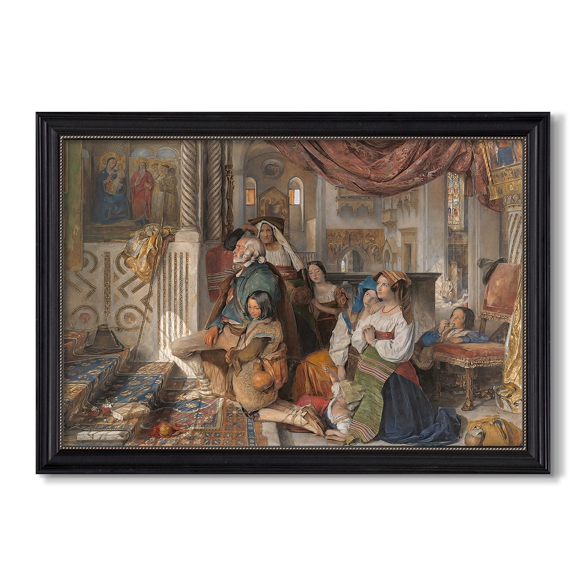 Roman Pilgrims 1854 John Frederick Lewis Custom Framed Canvas