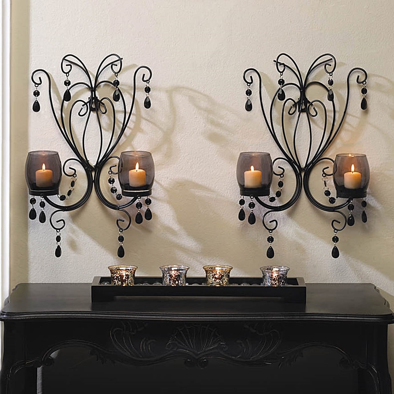 Romantic Elegant Glowing Candle Wall Sconces Set Of 2