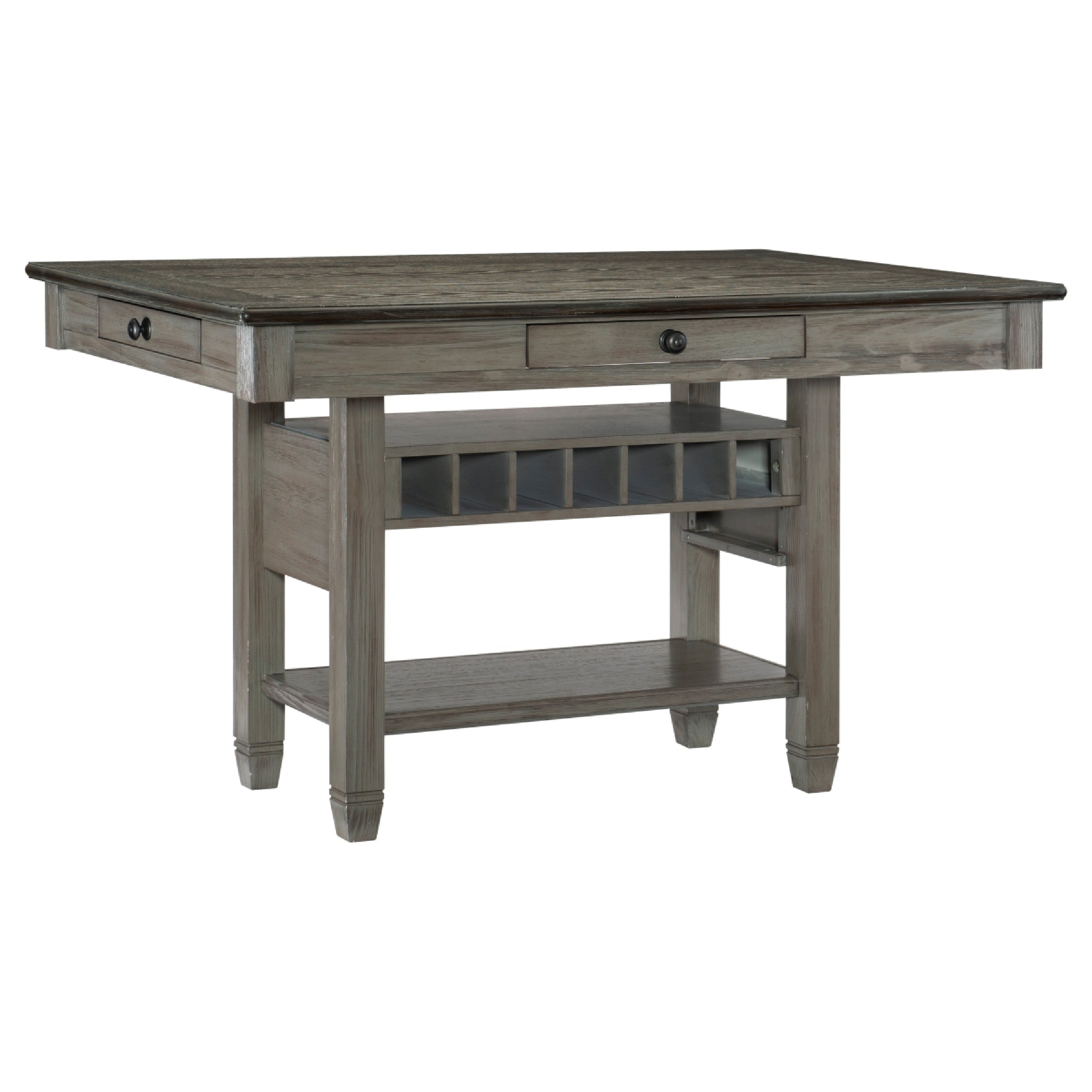 Rome Counter Height Dining Table 60 Inch Top With Wine Rack Gray Brown