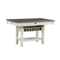 Rome Counter Height Dining Table 60 Inch Top With Wine Rack White Brown