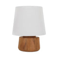 Romilly Table Lamp Solid Mango Wood Base Natural Fabric Shade E26 Bulb Brown
