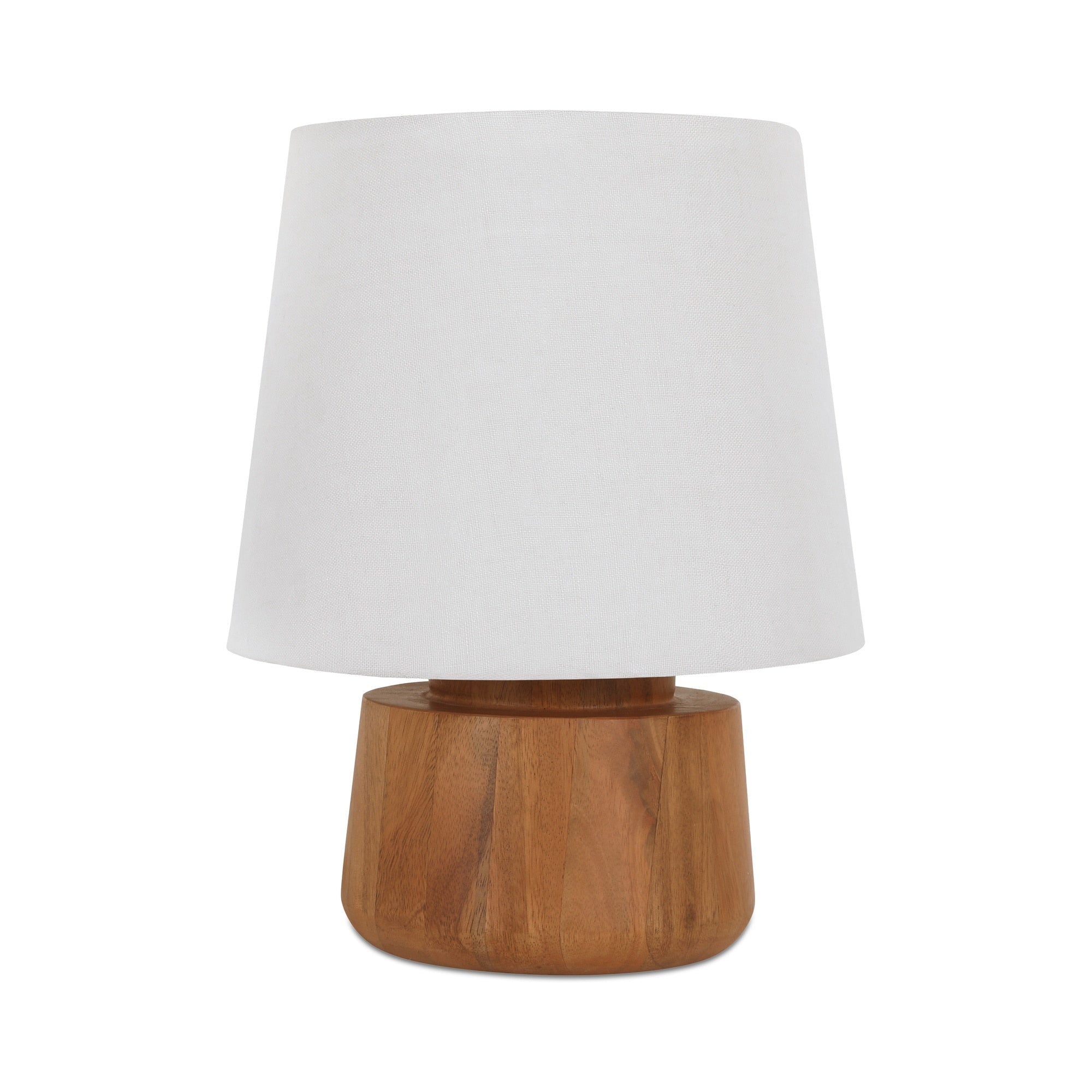 Romilly Table Lamp Solid Mango Wood Base Natural Fabric Shade E26 Bulb Brown