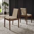 Rondo Walnut Finish Cocoa Fabric Dining Chair Set Of 2 By Inspire Q Modern