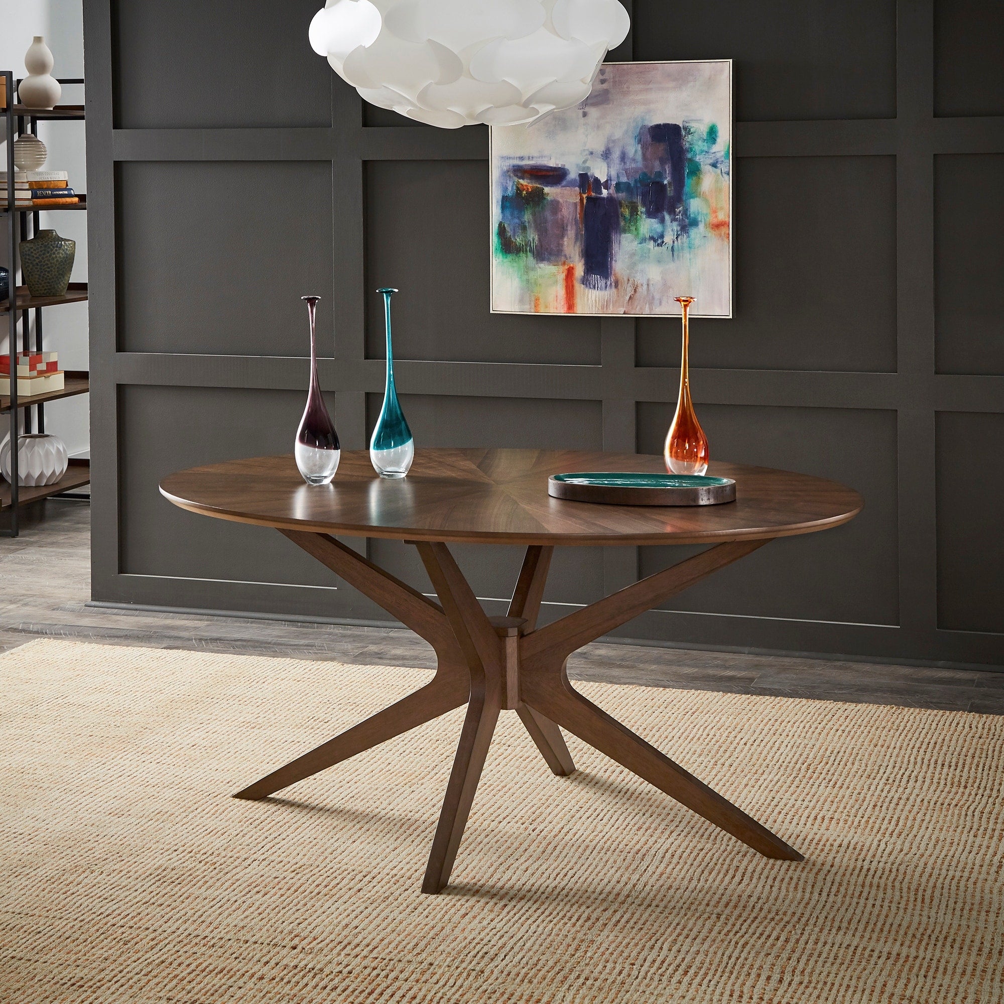 Rondo Walnut Finish Oval Dining Table By Inspire Q Modern