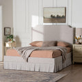 Ronelyn Platform Bed With Pleated Skirt Fabric Upholstered Bed Frame With Panel Headboard