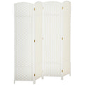 Room Divider 4 Panel Folding Privacy Screen 5.6 Tall Freestanding Partition For Home Office Bedroom White