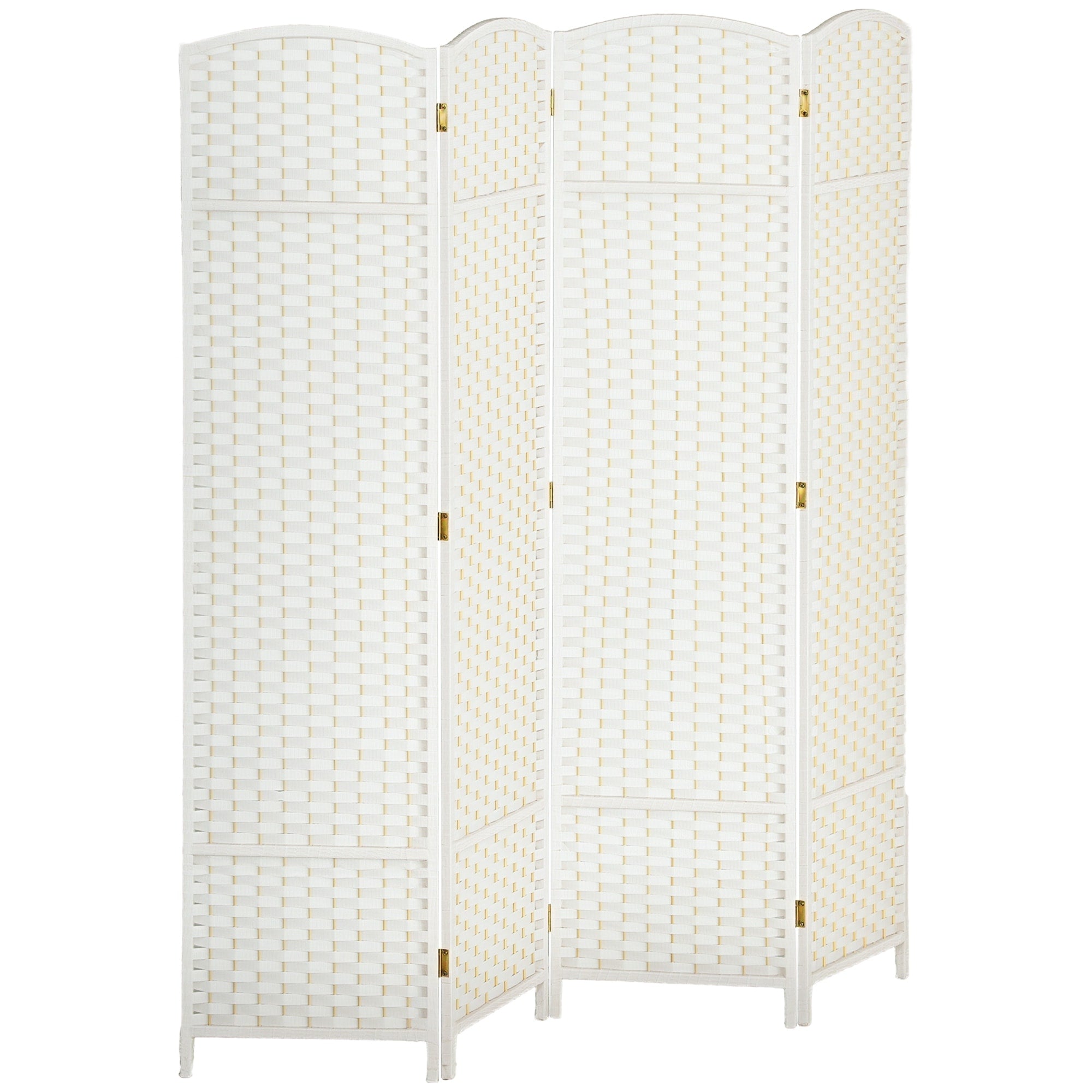 Room Divider 4 Panel Folding Privacy Screen 5.6 Tall Freestanding Partition For Home Office Bedroom White