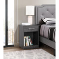 Roomfitters 1 Drawer Nightstand Lindsey Gray Wood Grain Open Cubby Modern Bedside End Table