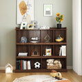 Roomfitters 10 Shelf Bookcase Open Cube Organizer Wooden Standing Display Cabinet Storage Shelves Office Living Room Walnut