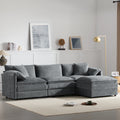 Roomfitters 103 Chenille Sectional Sofa L Shaped Cloud Couch With Deep Wide Seat 4 Seat Sofa With Ottoman