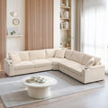 Roomfitters 104 Inch Modern L Shaped Sectional Sofa With Cup Holders Comfortable Corduroy Upholstered Corner Couch