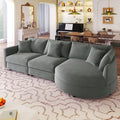Roomfitters 105 Chenille Fabric 3 Piece Sectional Sofa Modern Large L Shaped Couch With Rounded Chaise For Living Room
