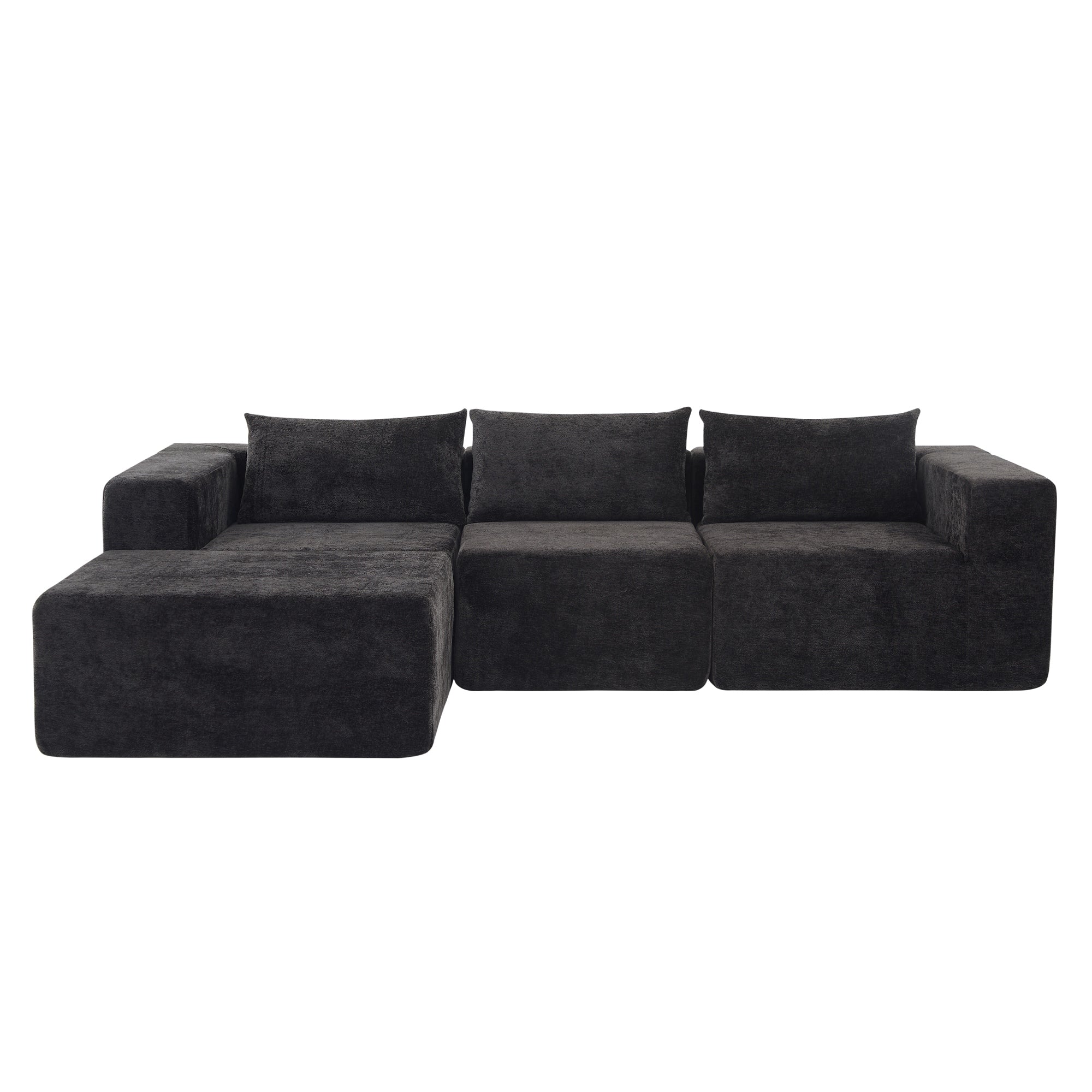 Roomfitters 107 Inch Modern Modular Sectional Sofa Corduroy Cloud Couch Reversible Ottoman Pit Lounge