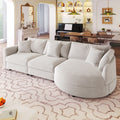 Roomfitters 107 Chenille Fabric 3 Piece Sectional Sofa Modern Large L Shaped Couch With Rounded Curved Chaise