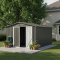 Roomfitters 10X12 Ft Metal Storage Shed Outdoor Backyard Garden House Sliding Door Lockable Tool Storage Box Vents Grey
