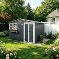 Roomfitters 10X8 Ft Metal Storage Shed Outdoor Backyard Garden House Planter Box Window Double Door Utility Shed