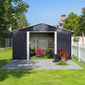 Roomfitters 11.2X10.6 Ft Metal Storage Shed Outdoor Backyard Garden House Sliding Door Lockable Tool Storage Box Vents Grey