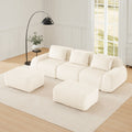 Roomfitters 114 Inch Modular Sectional Sofa Oversized Flannelette 3 Seater Cream