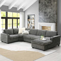 Roomfitters 119 U Shaped Sectional Sofa 6 Seat Chenille Corner Couch With Deep Wide Seat And Chaise Lounge