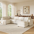 Roomfitters 129 Inch Oversized U Shaped Modular Sectional Sofa Large Upholstered Living Room Seating Couch Furniture