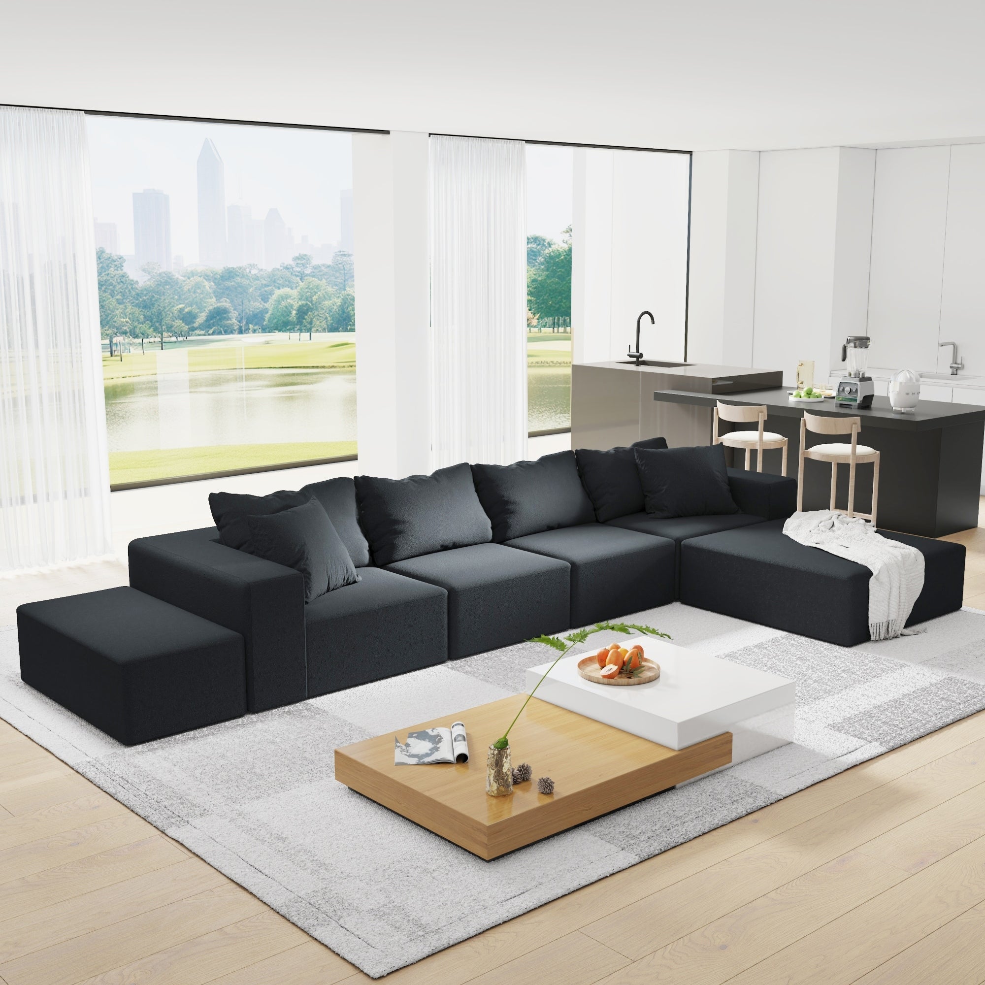 Roomfitters 132 Sectional Sofa Couch Set Oversized U Shaped Modular Upholstered Seating For Large Living Rooms