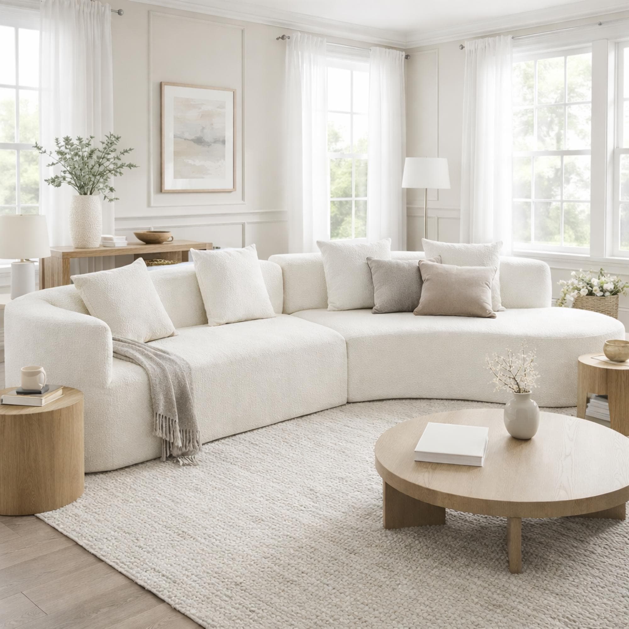 Roomfitters 132 Sectional Sofa Modern Curved Design L Shaped Modular Couch For Living Room Furniture