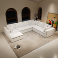 Roomfitters 137.8 Modular Sectional Sofa 7 Piece Compressed Cloud Couch No Assembly Required Plush Corduroy White