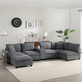 Roomfitters 139 Inch U Shaped Modular Sectional Sofa With Storage Console Cup Holders And Usb Ports For Living Room