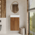 Roomfitters 16.5 Modern Floating Bathroom Vanity With Single Sink Wall Mount Small Space Storage Cabinet Walnut White