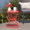 Roomfitters 16 Stainless Steel Outdoor Side Table Luxury Hourglass Cage Accent Table Modern Minimalist Patio End Table
