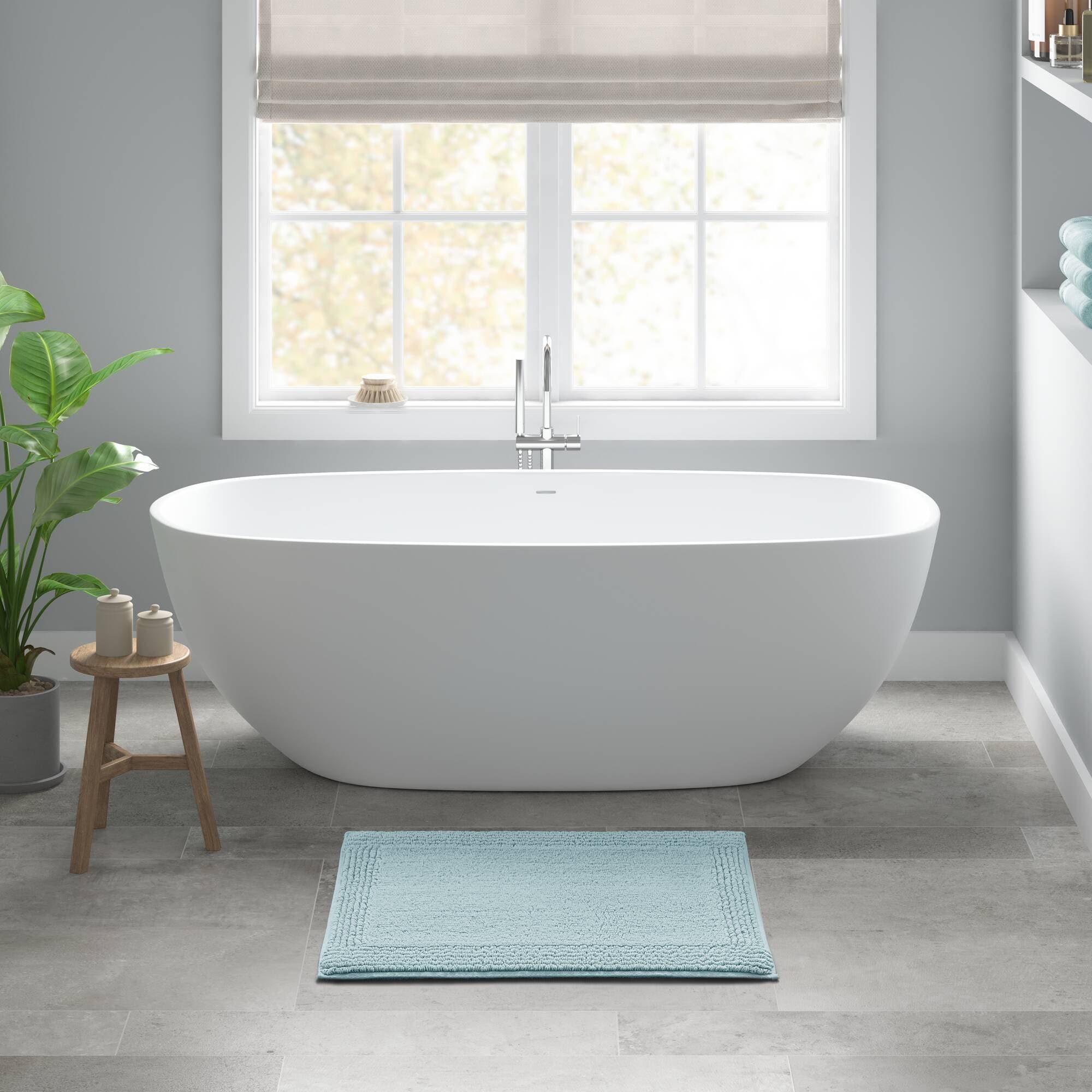 Roomfitters 17X24 Cotton Tufted 3000 Gsm Reversible Bath Rug Blue Heavyweight Luxury Spa Runner Extra Soft Absorbent Mat Set