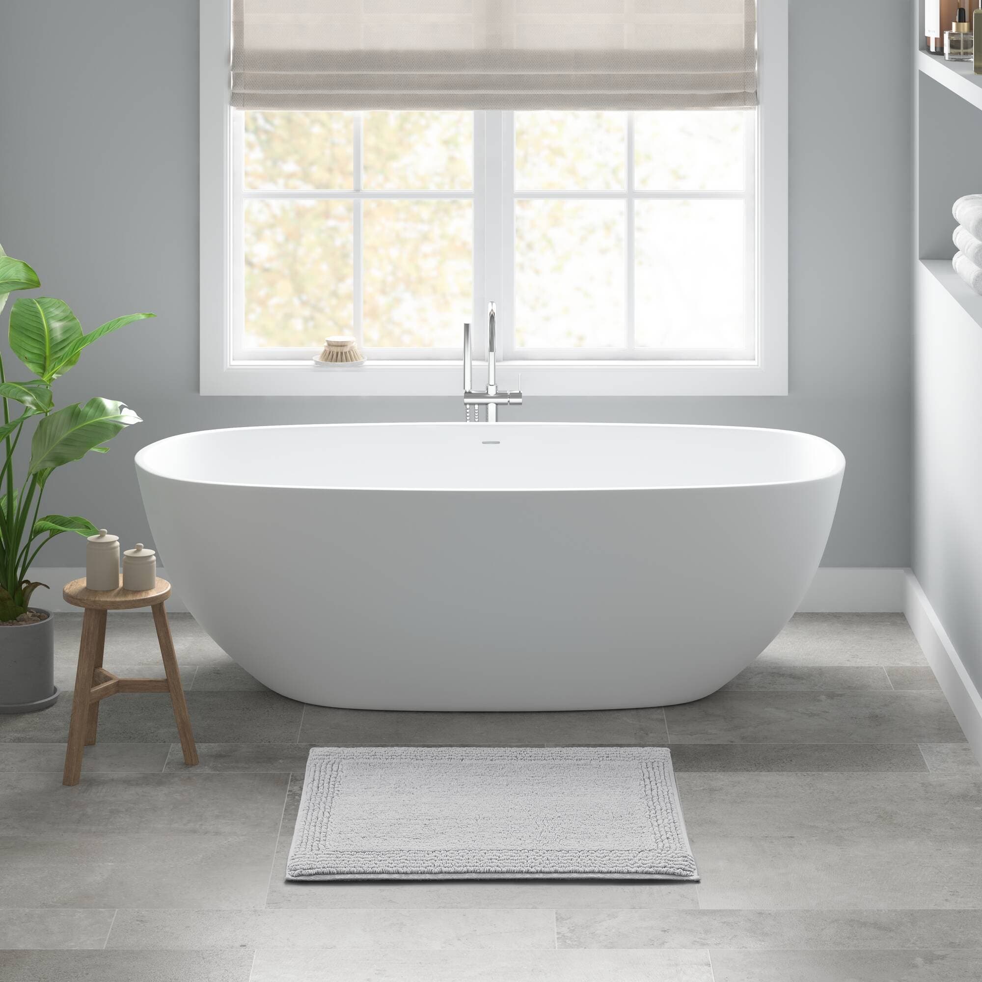 Roomfitters 17X24 Cotton Tufted 3000 Gsm Reversible Bath Rug Light Grey Heavyweight Luxury Spa Runner Extra Soft Absorbent Mat