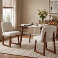 Roomfitters 19 Upholstered Dining Chairs Set Of 2 Mid Century Modern Armless Side Chairs With Wood Sled Legs Beige Brown