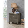 Roomfitters 2 Drawer Nightstand Chic Gray Wood Grain Silver Knobs Fully Assembled Modern Bedroom End Table