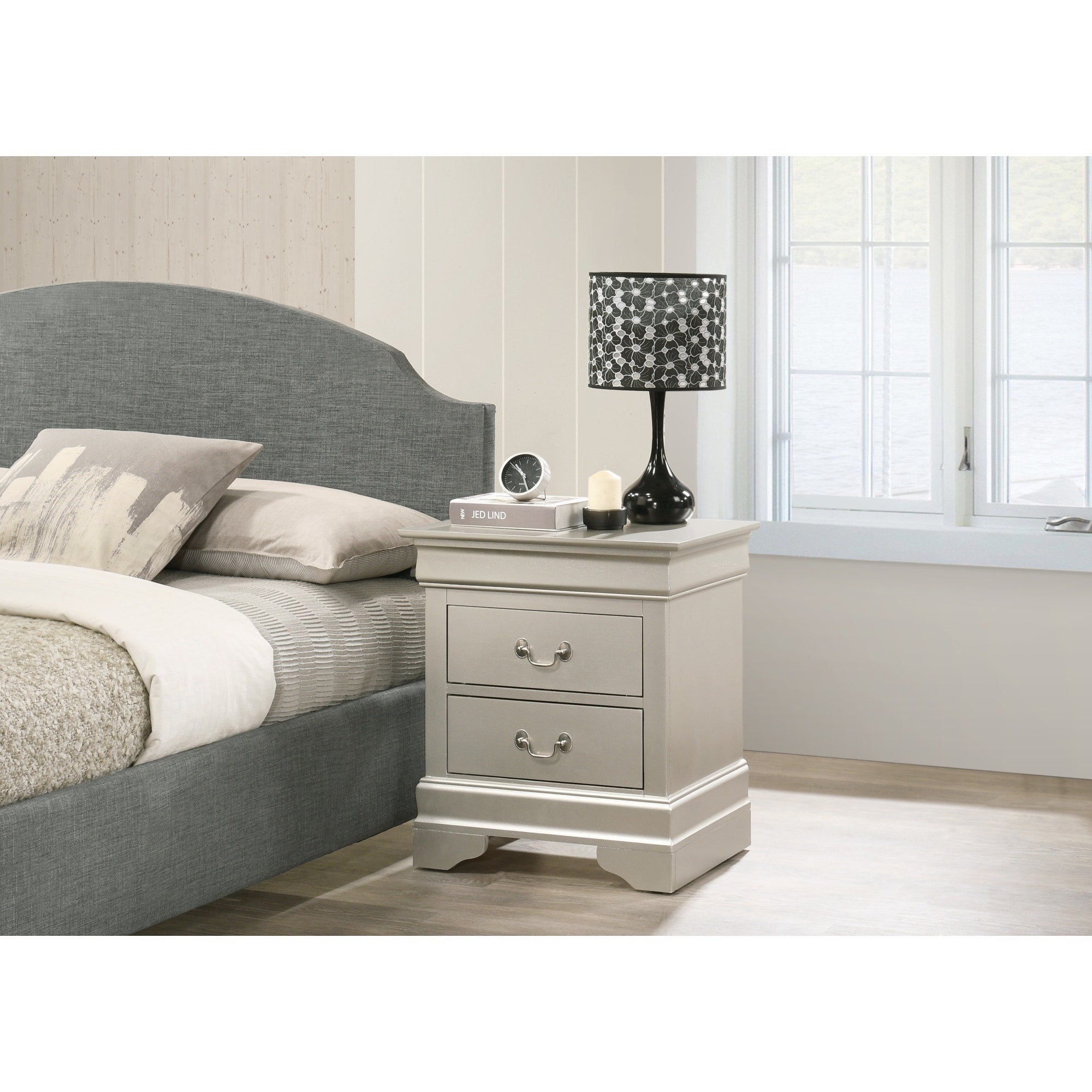 Roomfitters 2 Drawer Nightstand Elegant Traditional Fully Assembled Classic Bedroom End Table