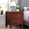 Roomfitters 2 Drawer Nightstand Elegant Wood Grain Silver Knobs Fully Assembled Modern Bedroom End Table