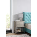Roomfitters 2 Drawer Nightstand Open Storage Shelf Silver Knobs Modern Glam Bedroom End Table