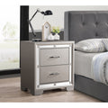 Roomfitters 2 Drawer Nightstand Silver Champagne Mirror Trim Croc Textured Fully Assembled Glam Modern End Table