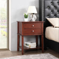 Roomfitters 2 Drawer Nightstand Sleek Cherry Wood Grain Open Storage Shelf Modern Silver Knobs Bedroom End Table