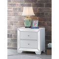 Roomfitters 2 Drawer Nightstand White Wood Mirror Trim Croc Textured Fully Assembled Glam Modern End Table