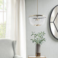 Roomfitters 2 Light Beaded Chandelier Antique Brass Metal Hanging Light Luxury White Acrylic Bead Dish Dining Room Fixture