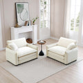 Roomfitters 2 Piece Beige Corduroy Sofa Set Deep Seated Modular Chairs With Memory Foam Pillows