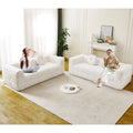 Roomfitters 2 Piece Beige Modern Boneless Couch Set Two 3 Seater All Foam Upholstered Sofas For Living Room