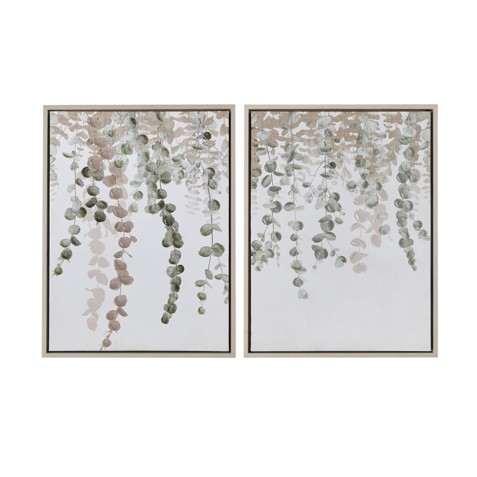 Roomfitters 2 Piece Eucalyptus Framed Canvas Wall Art Set Textured Botanical Decor For Living Room Or Bedroom Green